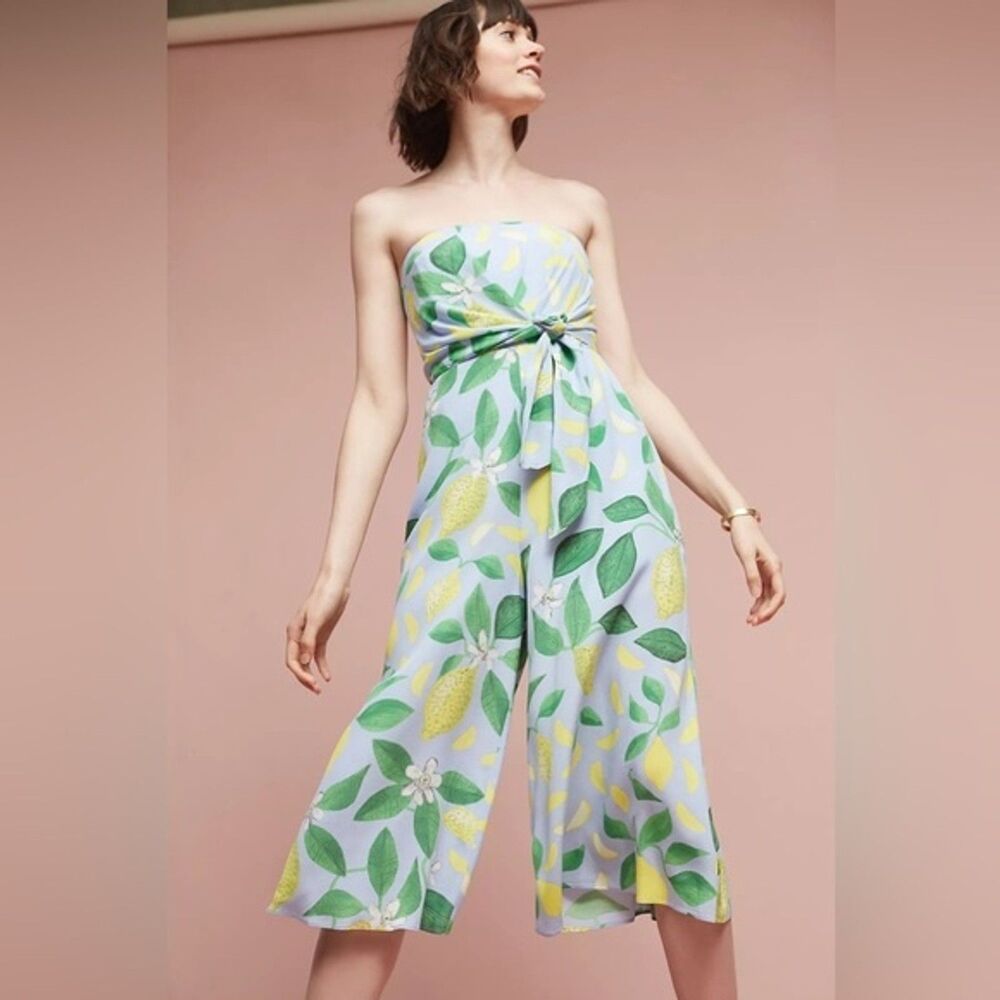 MAEVE Anthro Maxi Lemon Grove Strapless Jumpsuit Women’s 16 Romper Spring Summer
